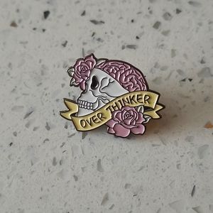 Overthinker Skull Skeleton Macabre Mental Health Lapel Pin